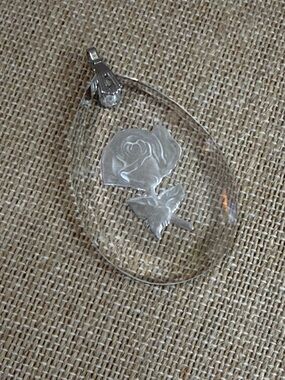 Clear Teardrop Pendant with Silver Rose authentic crystal Accent